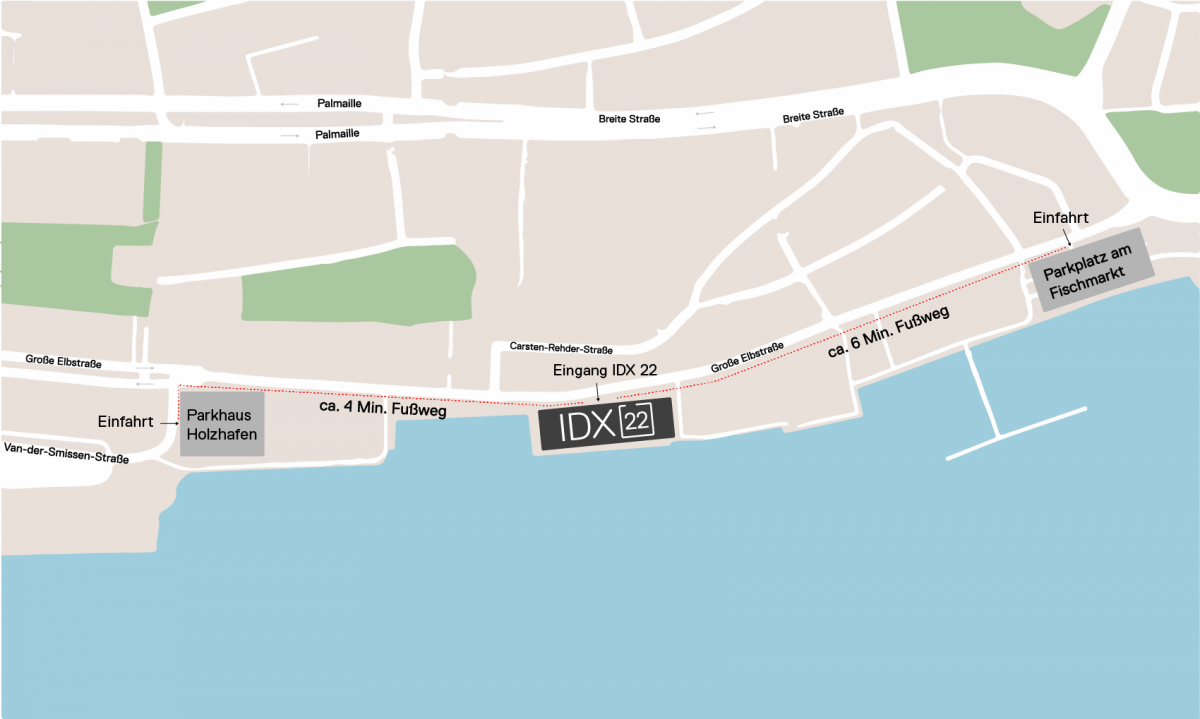 Anfahrt und Parkmöglichkeiten für IDX 22 Hamburg by Artemide, Ege Carpets und Gabriel